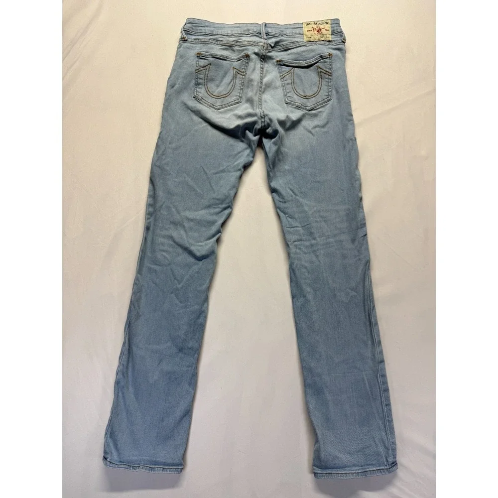 True Religion Billie Mid Rise Straight Jeans Men 32 Blue Light Wash Denim Cotton